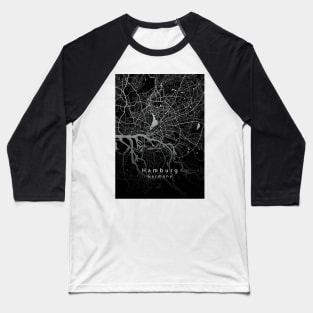 Hamburg Germany City Map dark Baseball T-Shirt